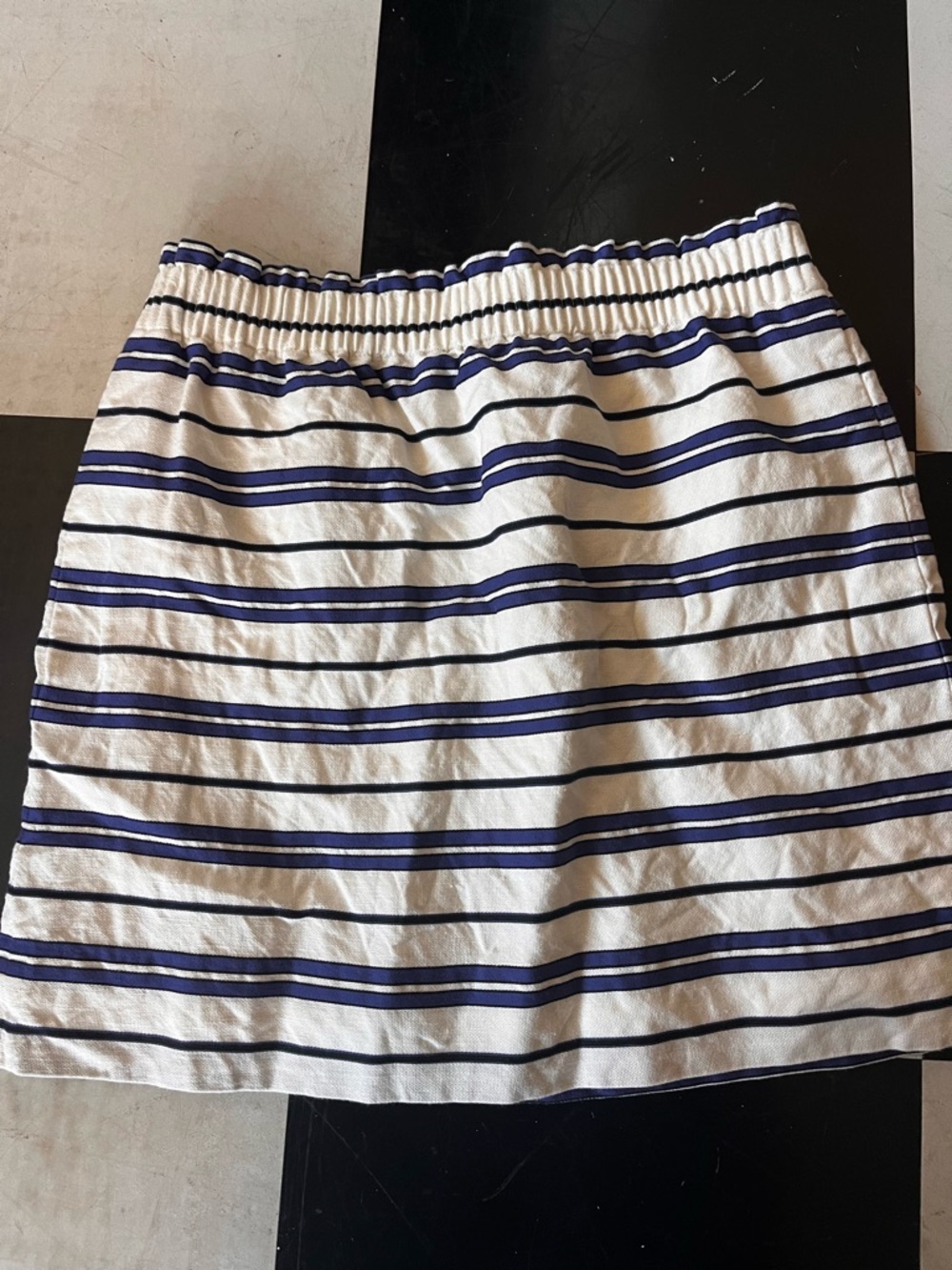 J. Crew White and Navy Striped Mini Skirt